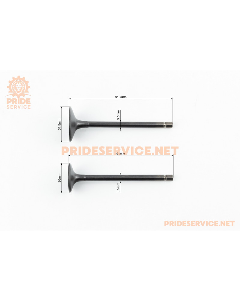 Клапана випускний (H-91; D-26), впускний (H-91,7; D-31,5) к-кт 2шт 200cc