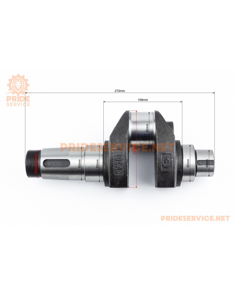 Колінвал R195NM (Dболта-М12x1,5, Dшейки-52мм, H-112мм)