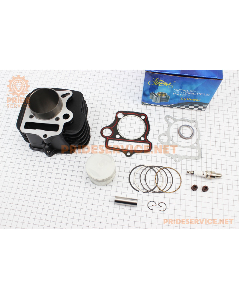 Циліндр к-кт (цпг) 125cc-54мм (палець 14мм, висота циліндра 78,3мм, висота поршня 39,3мм), (див. фото розмірів)