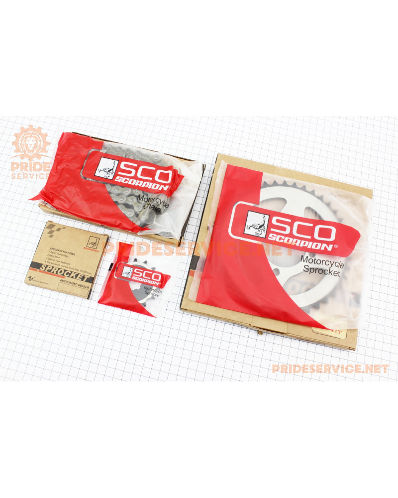 Зірки, ланцюг к-кт JH, 428H-98L+41T+14T "гартований", ланцюг GOLD