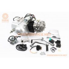 Двигун мопедний в зборі 110куб (Active)-"автомат"+карбюратор, комутатор, котушка, реле: поворотників, стартера, напруги (з нап. KANUNI)