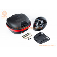 Кофр середній (пластмасовий) 445x385x280мм, кріпл. швидкознімне, чорний матовий LX-809+ШОЛОМ