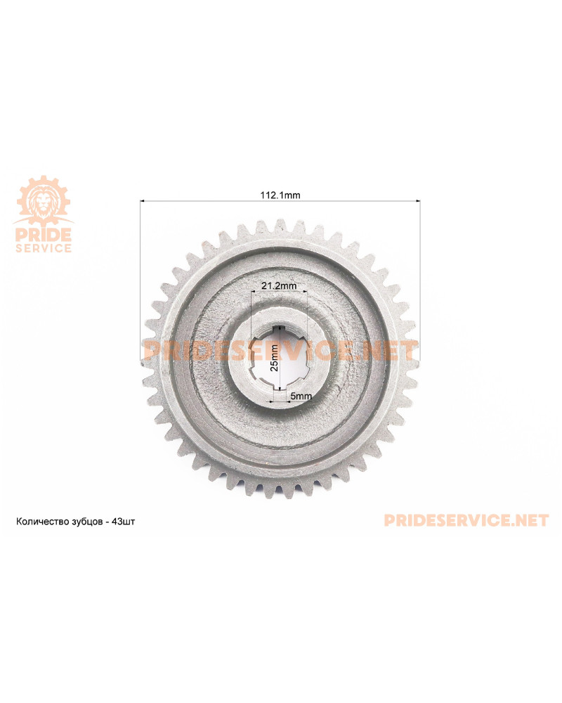 КПП - Шестерня ведуча 1-й/зад передачі (відбора потужн. на редуктор фрези) 101-2 Z-43 (можливий наліт)