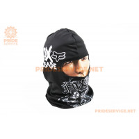 Підшоломник літній (балаклава) "FOX", чорний (з малюнком) (YK-7706)