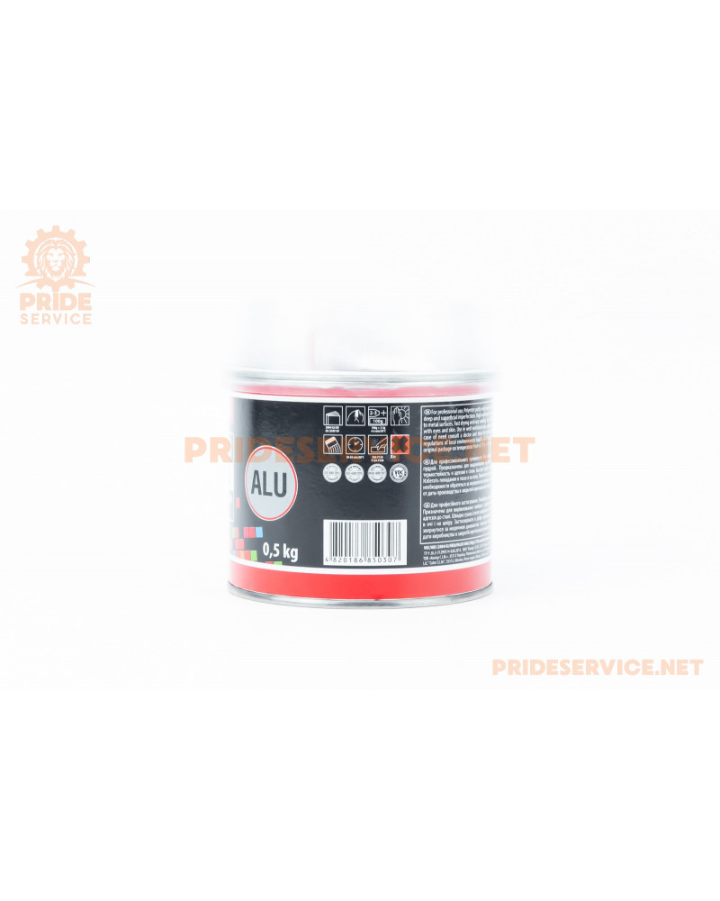 Шпаклівка середньозерниста поліефірна пластична сіра "ALUMINUM", 500g