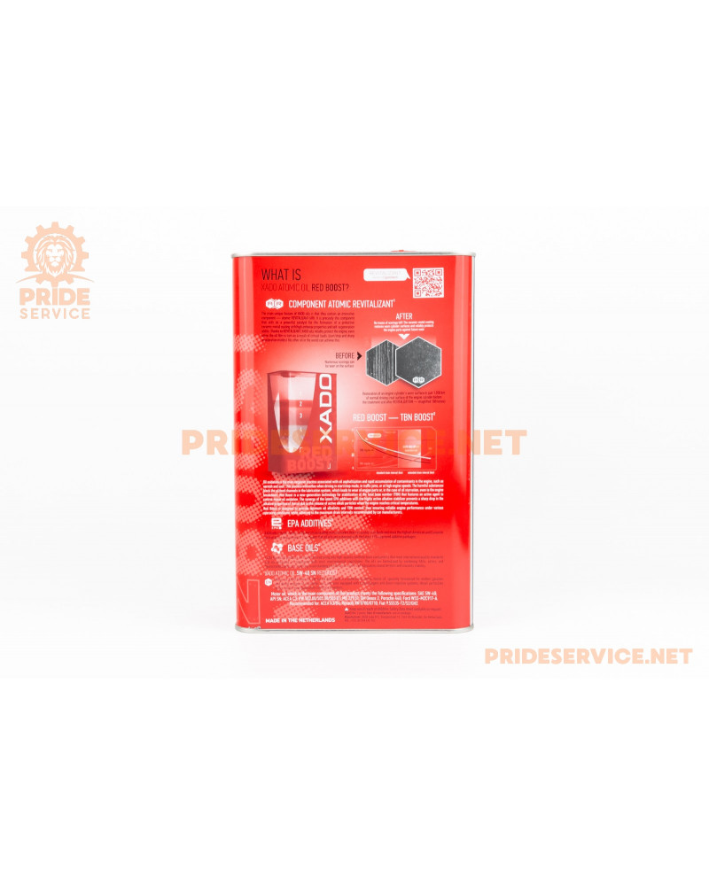 Олива 4T 5W-40-синтетична універсальна "Atomic Oil 5W-40 SN RED BOOST", 4L Metal ХА26269