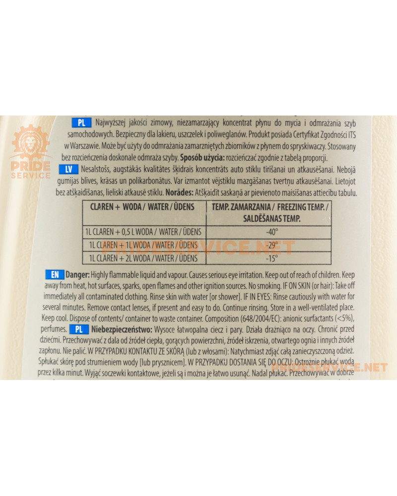 Рідина для очищення скла, концентрат -80°С "K2 CLAREN WINDSHIELD WASHER CONCENTRATE", 1L