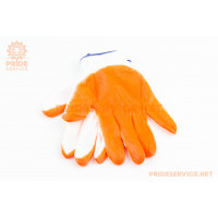 Рукавички робочі стрейчові ПВХ покриттям 10" оранжеві