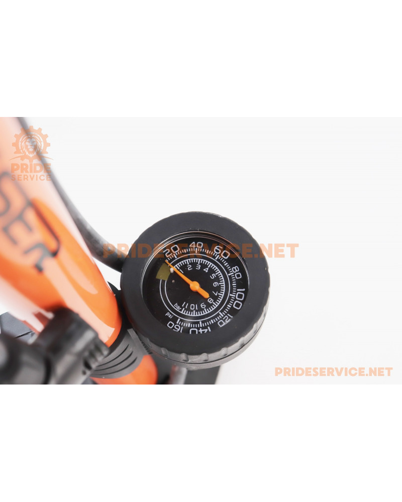 Насос ручний "підлоговий" з манометром 160 psi/11 bar, під штуцера Schrader&Presta, помаранчевий LC-3261