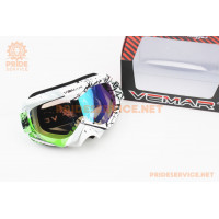 Окуляри кросові/ендуро/АТV, біло-чорно-салатові (хамелеон скло), VM-1016C Окуляри кросові/ендуро/АТV, біло-чорно-салатові (хамелеон скло), VM-1016C