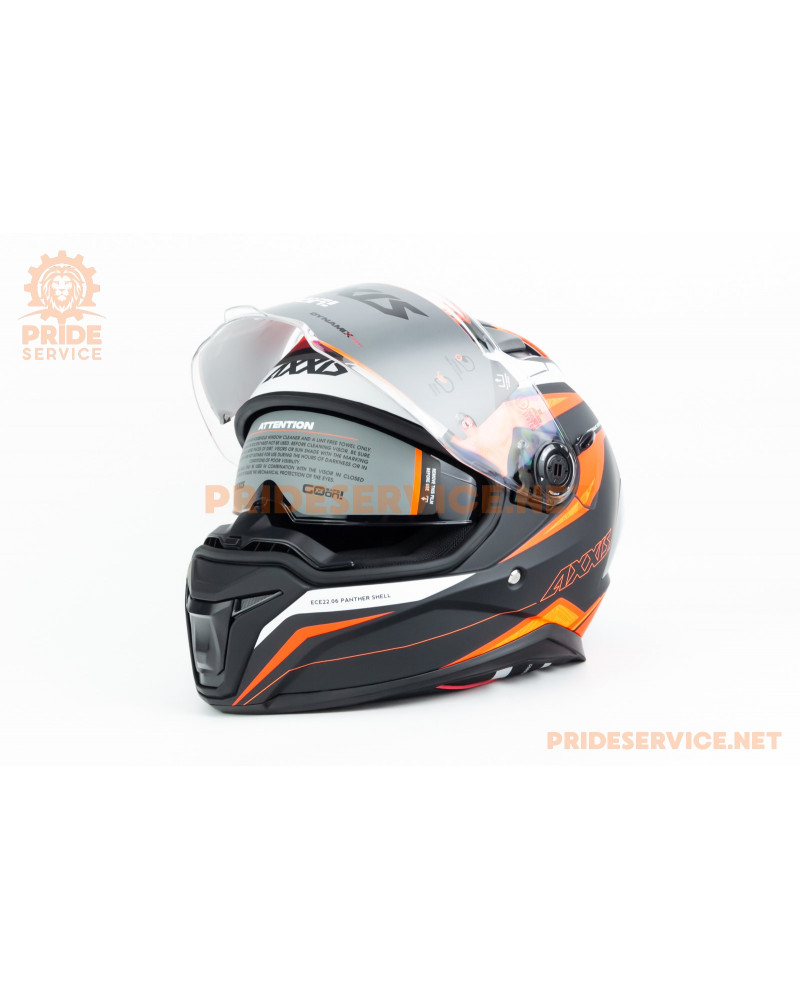 Шолом інтеграл PANTHER SV THORN (стандарт DOT/ECE), висувні сонцезахисні окуляри L (59-60см), чорно-помаранчевий мат Шолом інтеграл PANTHER SV THORN (стандарт DOT/ECE), висувні сонцезахисні окуляри L (59-60см), чорно-помаранчевий мат