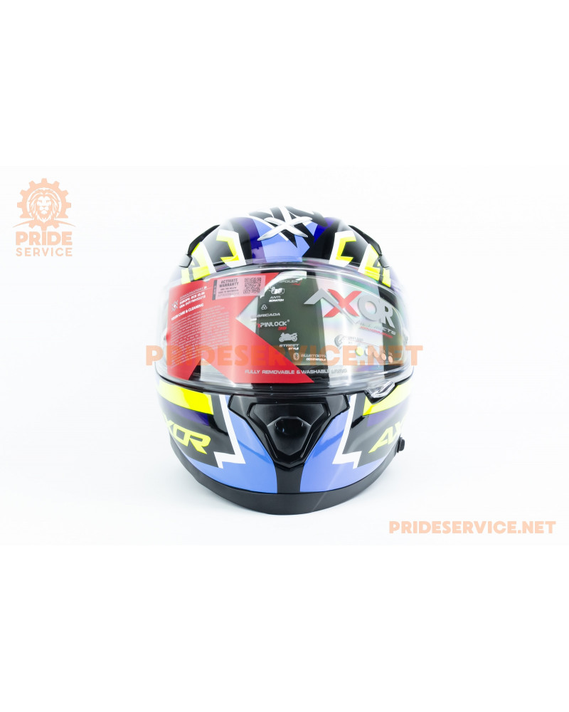 Шолом інтеграл APEX STREAK з пінлоком (стандарт DOT/ECE), висувні сонцезахисні окуляри S (55-56см), чорно-синьо-салатовий Шолом інтеграл APEX STREAK з пінлоком (стандарт DOT/ECE), висувні сонцезахисні окуляри S (55-56см), чорно-синьо-салатовий