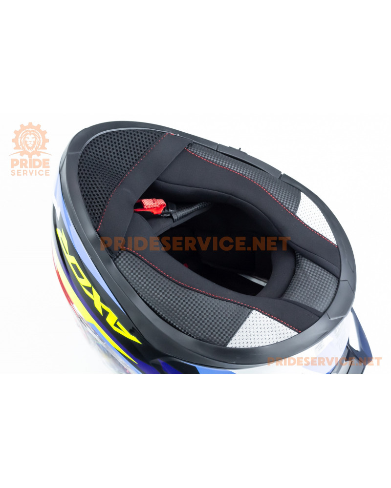 Шолом інтеграл APEX STREAK з пінлоком (стандарт DOT/ECE), висувні сонцезахисні окуляри S (55-56см), чорно-синьо-салатовий Шолом інтеграл APEX STREAK з пінлоком (стандарт DOT/ECE), висувні сонцезахисні окуляри S (55-56см), чорно-синьо-салатовий