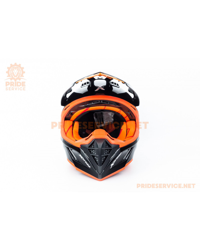Шолом кросовий X CROSS (стандарт DOT/ECE) М (57-58см), чорно-помаранчевий