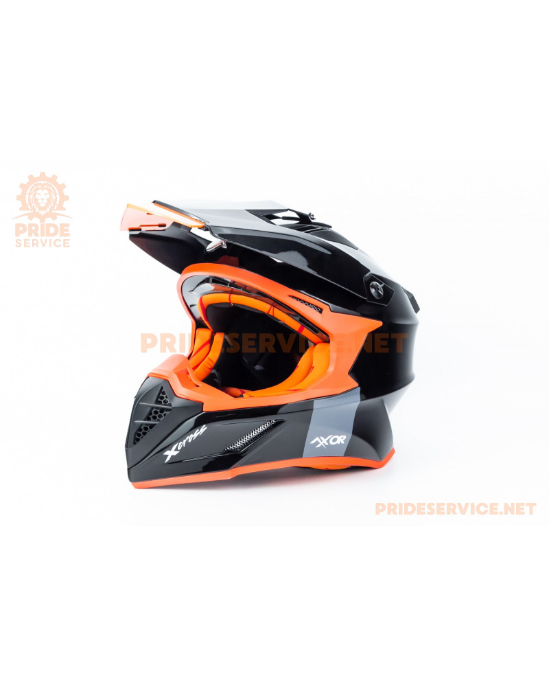 Шолом кросовий X CROSS (стандарт DOT/ECE) М (57-58см), чорно-помаранчевий