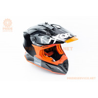 Шолом кросовий X CROSS (стандарт DOT/ECE) М (57-58см), чорно-помаранчевий