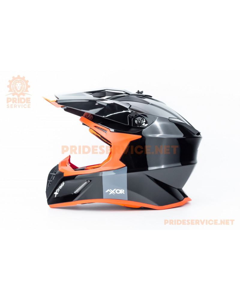 Шолом кросовий X CROSS (стандарт DOT/ECE) М (57-58см), чорно-помаранчевий