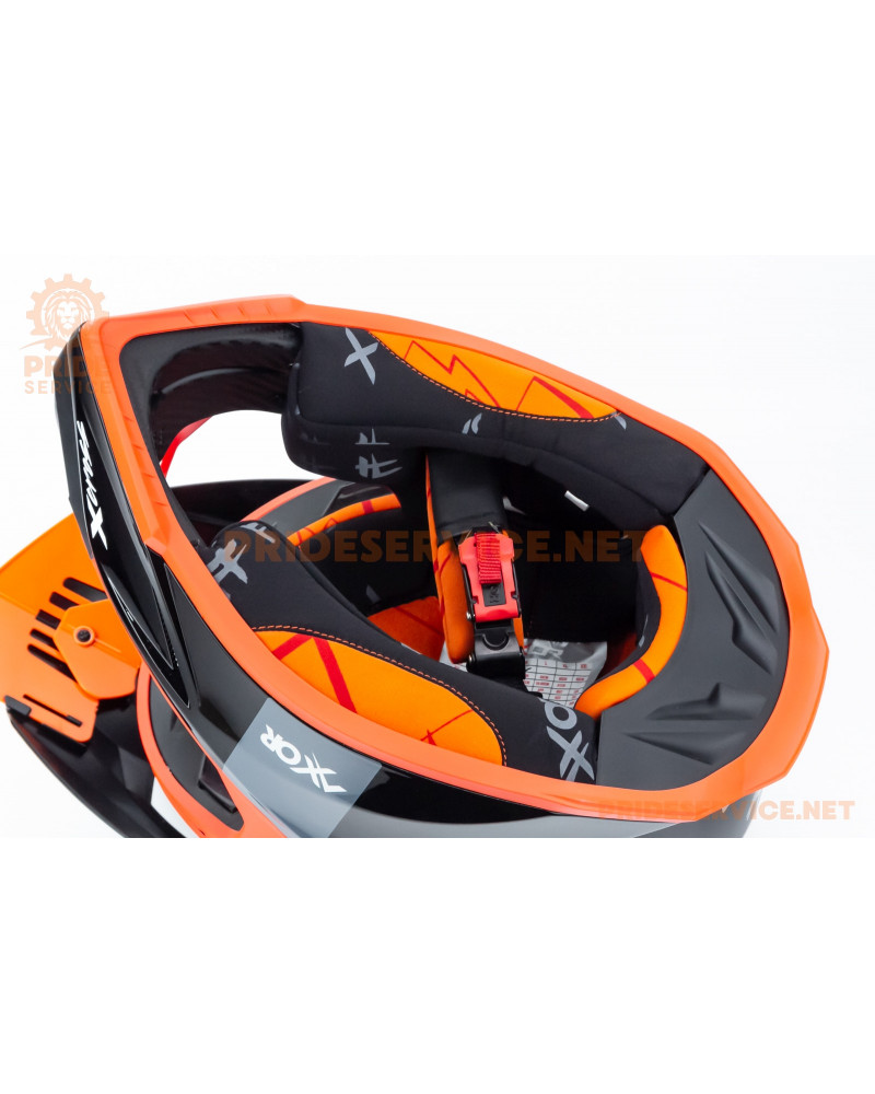 Шолом кросовий X CROSS (стандарт DOT/ECE) М (57-58см), чорно-помаранчевий