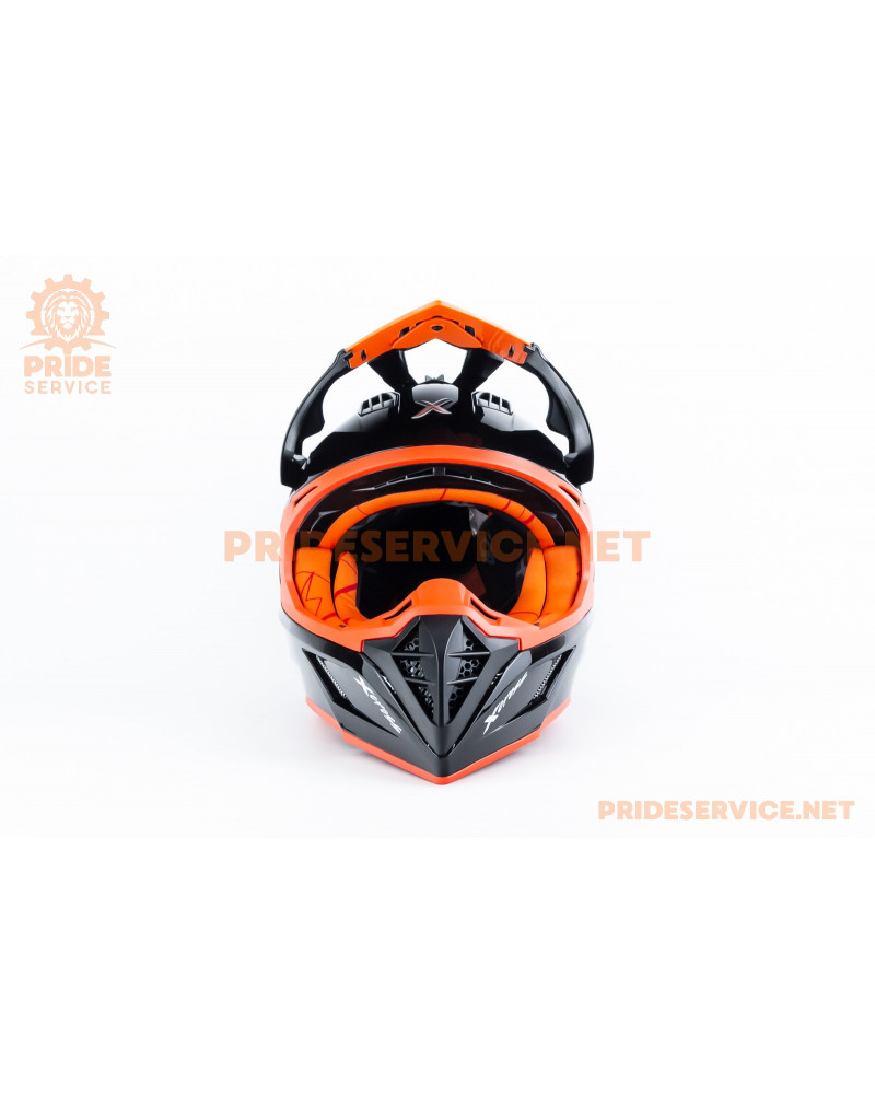 Шолом кросовий X CROSS (стандарт DOT/ECE) L (59-60см), чорно-помаранчевий Шолом кросовий X CROSS (стандарт DOT/ECE) L (59-60см), чорно-помаранчевий