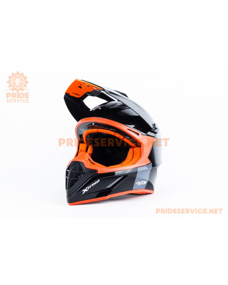 Шолом кросовий X CROSS (стандарт DOT/ECE) L (59-60см), чорно-помаранчевий Шолом кросовий X CROSS (стандарт DOT/ECE) L (59-60см), чорно-помаранчевий