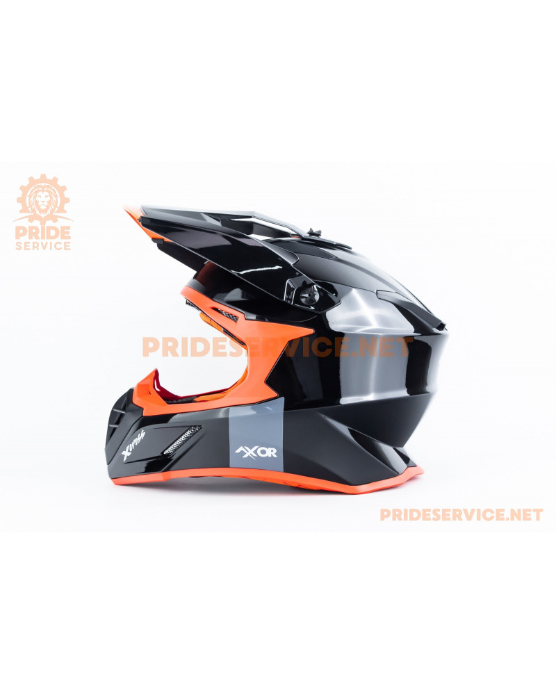 Шолом кросовий X CROSS (стандарт DOT/ECE) L (59-60см), чорно-помаранчевий Шолом кросовий X CROSS (стандарт DOT/ECE) L (59-60см), чорно-помаранчевий