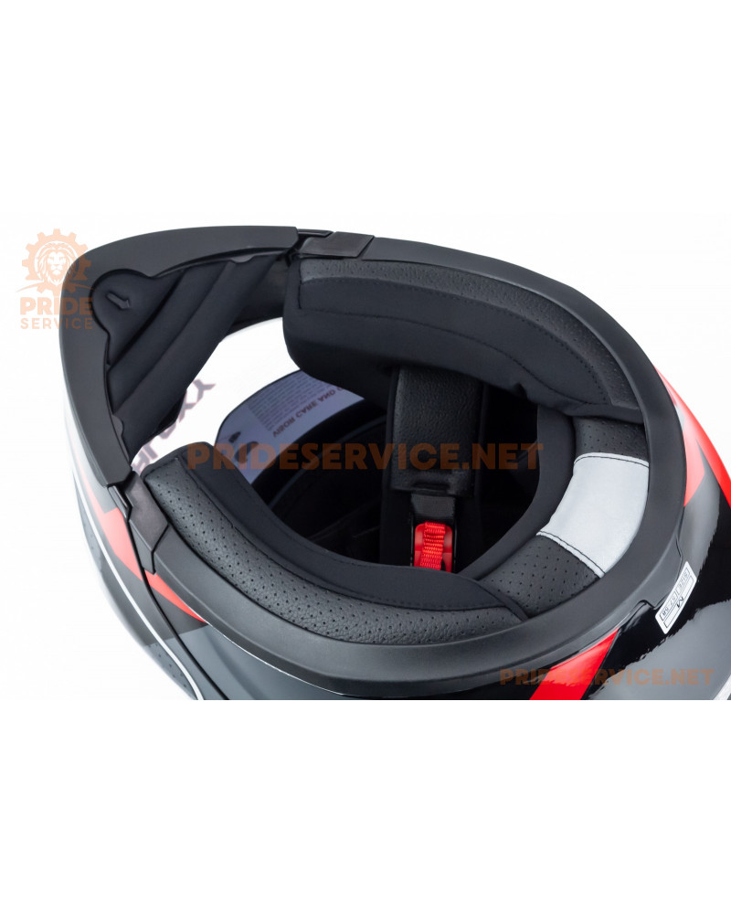 Шолом модуляр з відкидним підборіддям, висувні окуляри GLX-902 M (57-58см), чорно-червоний