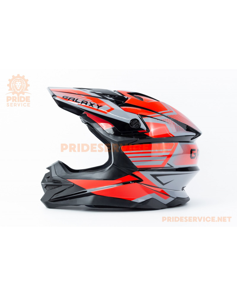 Шолом кросовий (стандарт DOT) GLX-803 L (59-60см), чорно-червоний