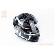 Шолом модуляр з відкидним підборіддям (стандарт DOT), висувні окуляри GLX-912 S (55-56см), чорно-білий