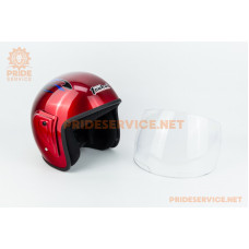 УЦЕНКА Шлем відкритий HK-215, червоний з синім малюнком (дефекти, см. фото)