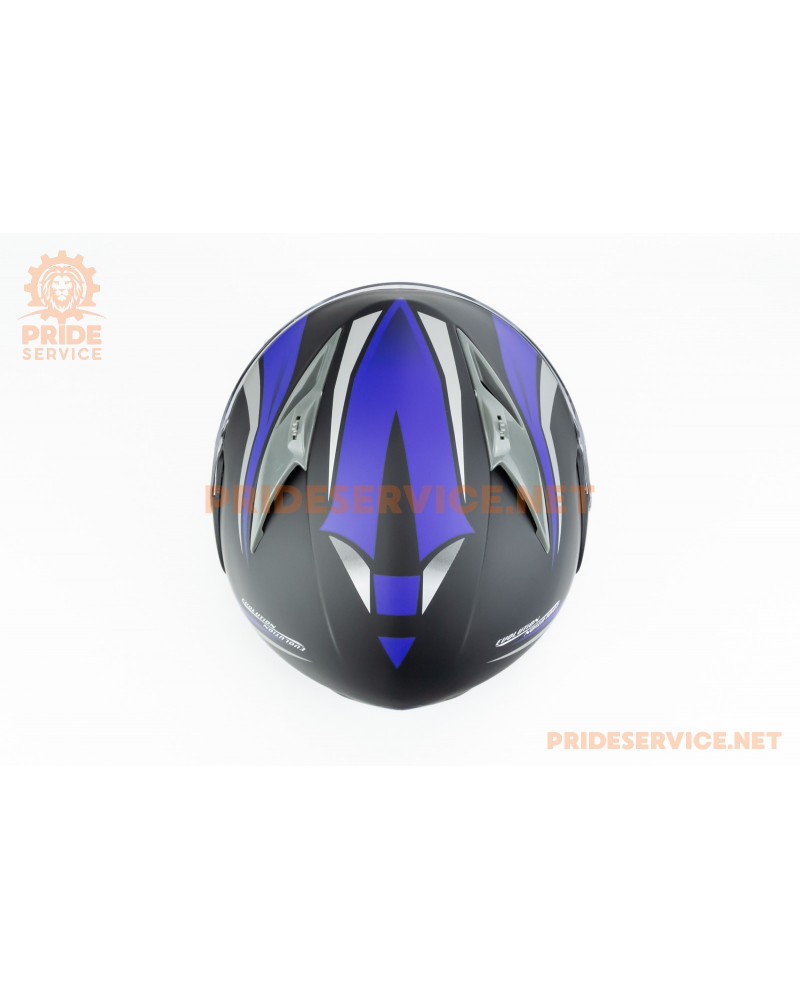 Шолом модуляр з відкидним підборіддям, висувні сонцезахисні окуляри F-158 L (59-60см), чорно-синій мат