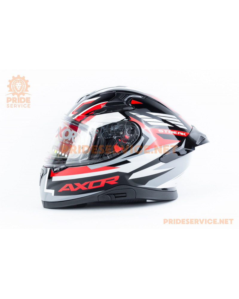 Шолом інтеграл APEX STREAK з пінлоком (стандарт DOT/ECE), висувні сонцезахисні окуляри S (55-56см), чорно-червоний Шолом інтеграл APEX STREAK з пінлоком (стандарт DOT/ECE), висувні сонцезахисні окуляри S (55-56см), чорно-червоний