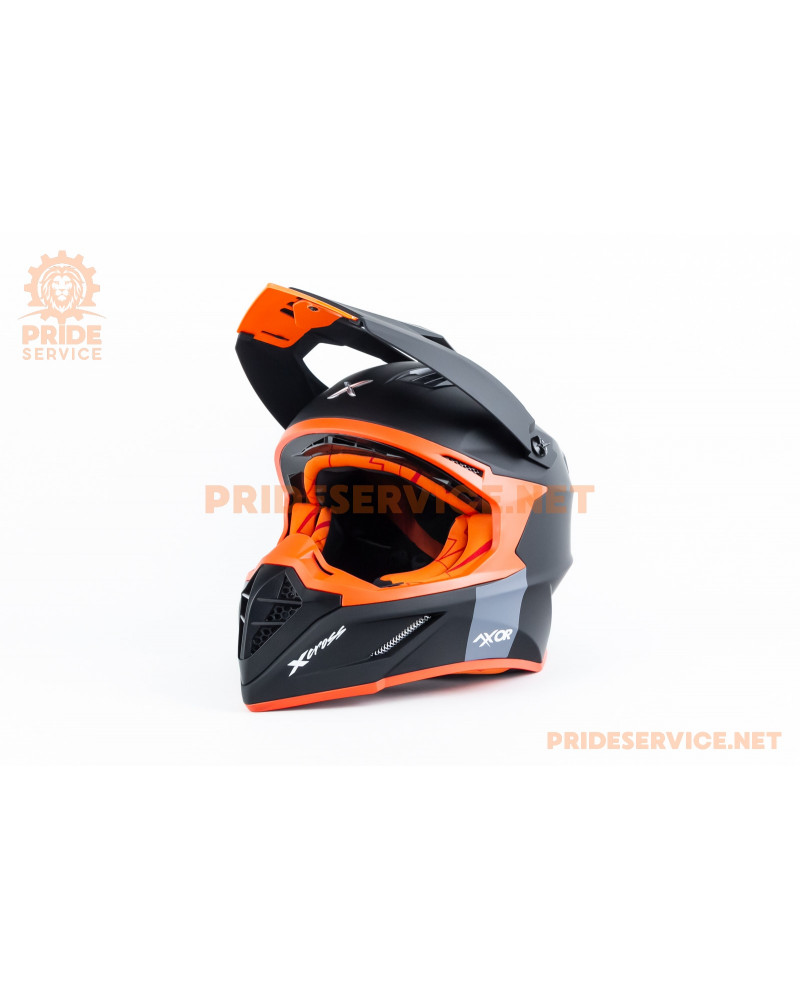 Шолом кросовий X CROSS (стандарт DOT/ECE) L (59-60см), чорно-помаранчевий мат Шолом кросовий X CROSS (стандарт DOT/ECE) L (59-60см), чорно-помаранчевий мат