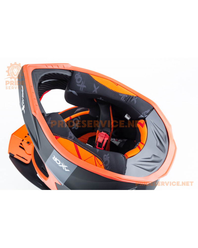 Шолом кросовий X CROSS (стандарт DOT/ECE) L (59-60см), чорно-помаранчевий мат Шолом кросовий X CROSS (стандарт DOT/ECE) L (59-60см), чорно-помаранчевий мат