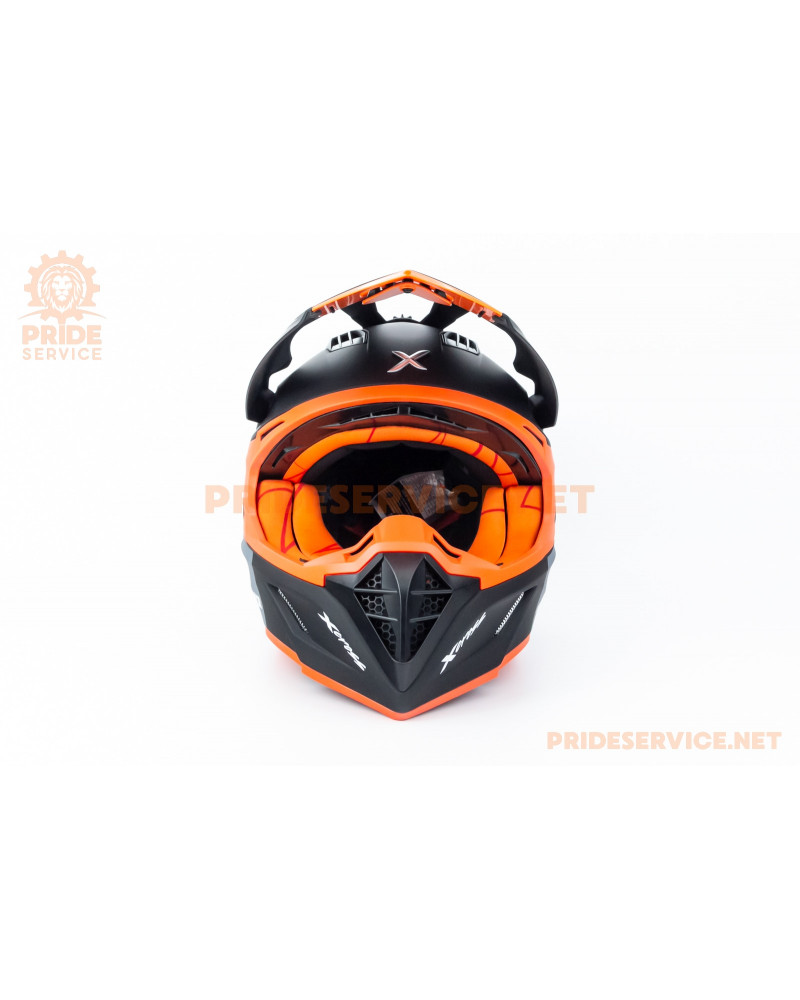 Шолом кросовий X CROSS (стандарт DOT/ECE) М (57-58см), чорно-помаранчевий мат