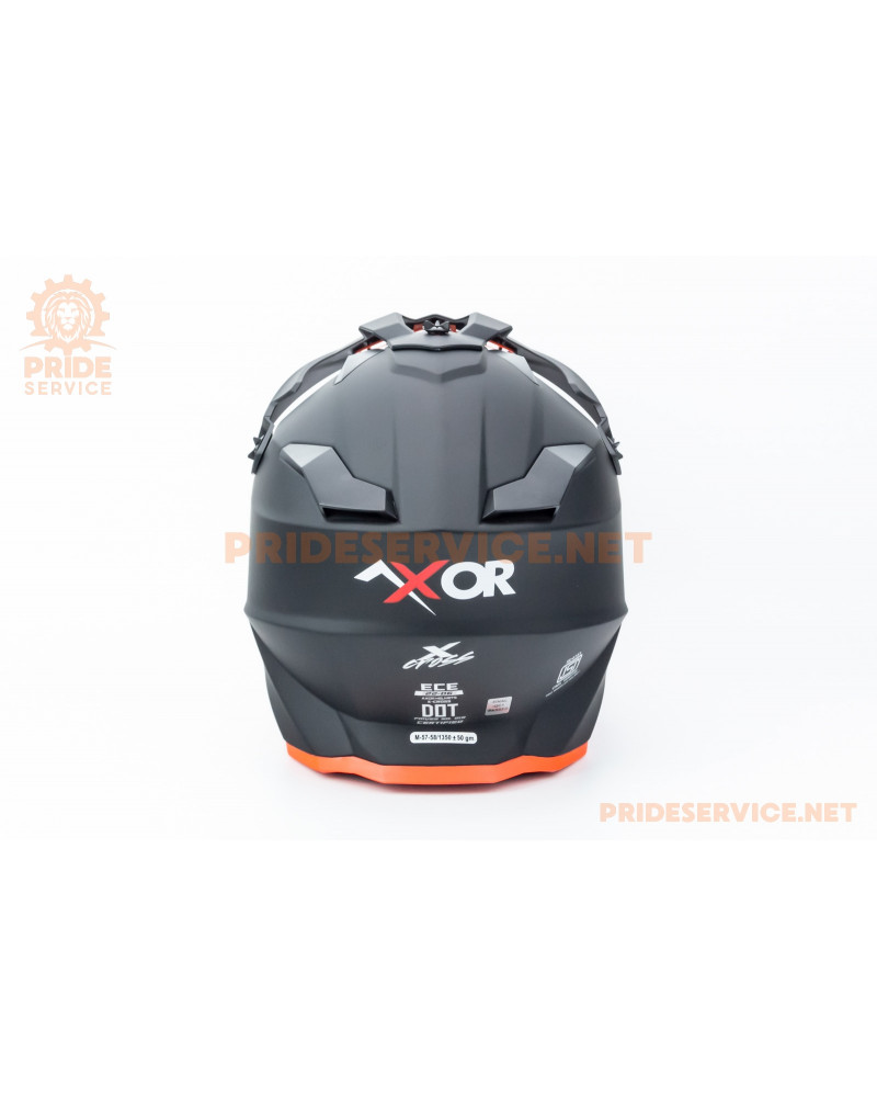 Шолом кросовий X CROSS (стандарт DOT/ECE) М (57-58см), чорно-помаранчевий мат