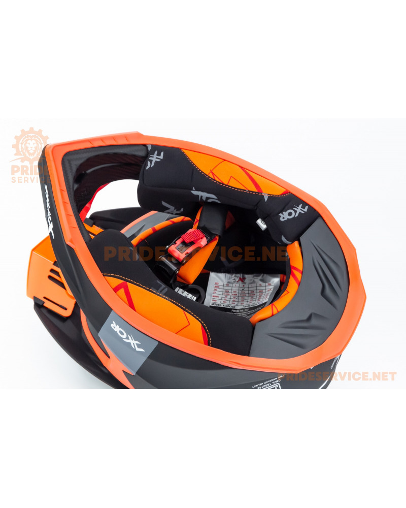 Шолом кросовий X CROSS (стандарт DOT/ECE) М (57-58см), чорно-помаранчевий мат