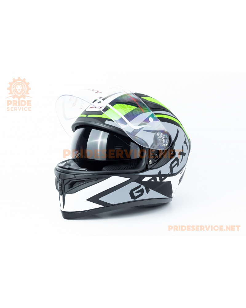 Шолом інтеграл, висувні окуляри GLX-316 S (55-56см), чорно-салатовий мат