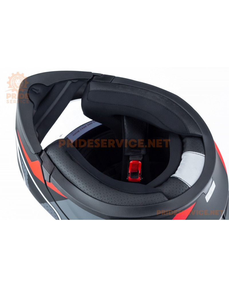 Шолом модуляр з відкидним підборіддям, висувні окуляри GLX-902 M (57-58см), чорно-червоний мат