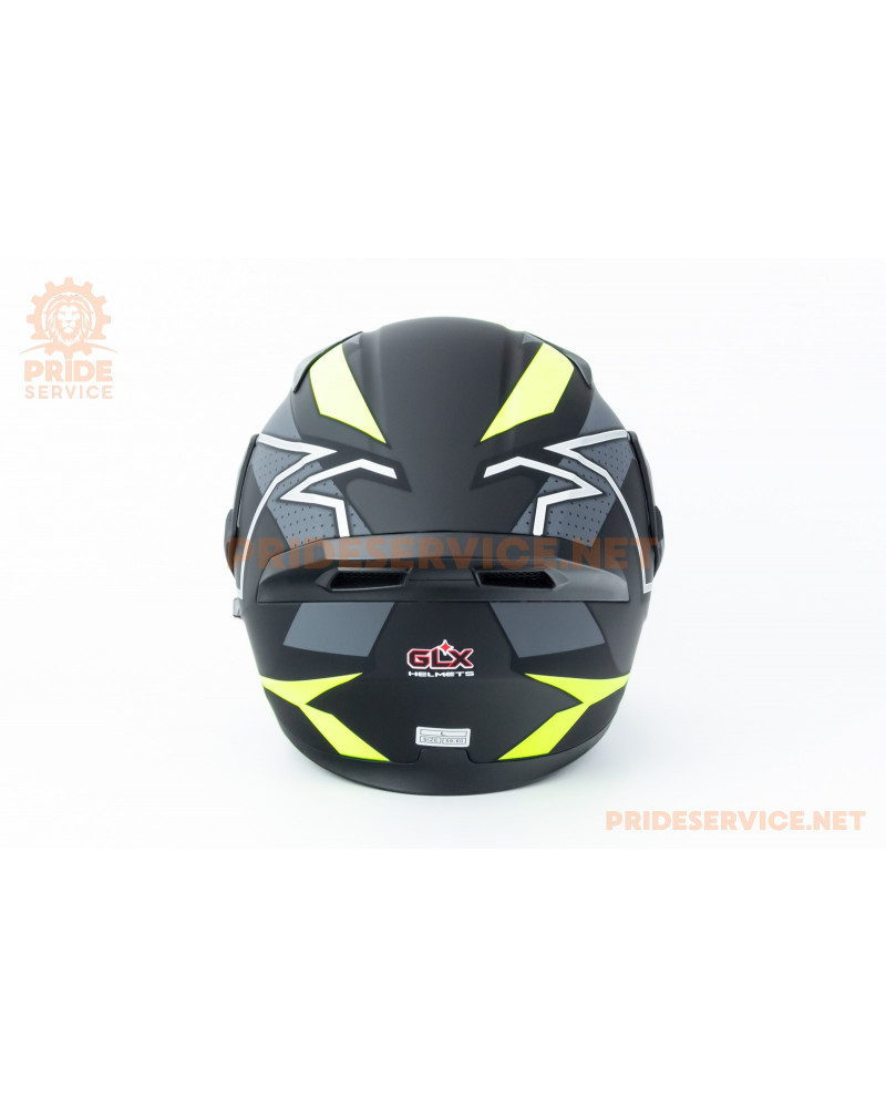 Шолом модуляр з відкидним підборіддям, висувні окуляри GLX-902 L (59-60см), чорно-салатовий мат