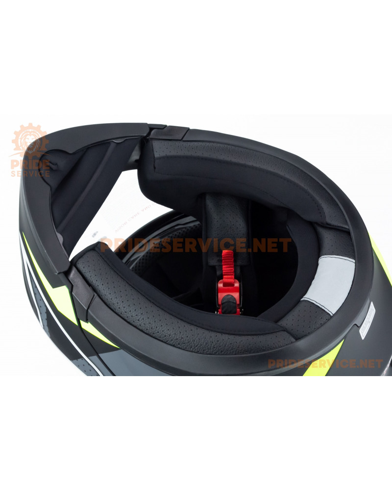 Шолом модуляр з відкидним підборіддям, висувні окуляри GLX-902 L (59-60см), чорно-салатовий мат