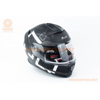 Шолом модуляр з відкидним підборіддям (стандарт DOT), висувні окуляри GLX-912 S (55-56см), чорно-білий мат