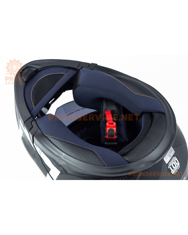 Шолом модуляр з відкидним підборіддям (стандарт DOT), висувні окуляри GLX-912 S (55-56см), чорно-білий мат