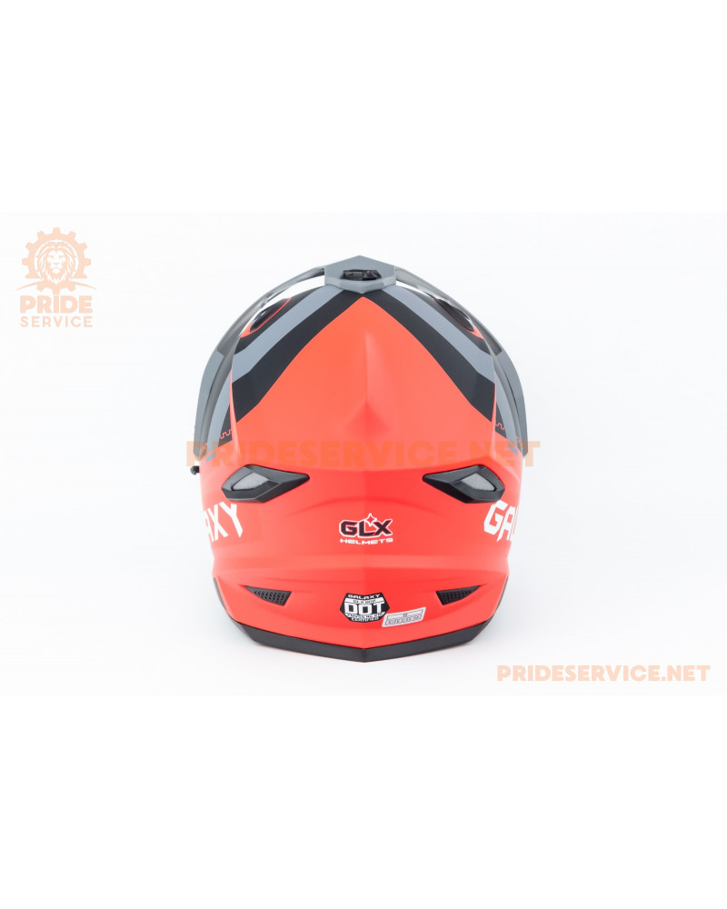 Шолом кросовий з візором (стандарт DOT), висувні окуляри GLX-802 S (55-56см), чорно-червоний мат