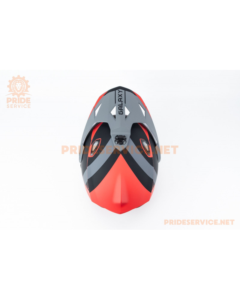 Шолом кросовий з візором (стандарт DOT), висувні окуляри GLX-802 S (55-56см), чорно-червоний мат