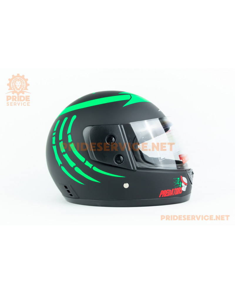 Шолом інтеграл BLD-825A М (57-58см), чорно-зелений "хижак" мат