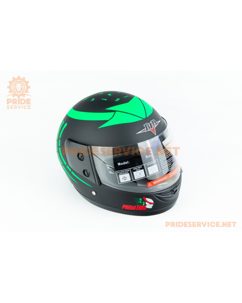 Шолом інтеграл BLD-825A М (57-58см), чорно-зелений "хижак" мат