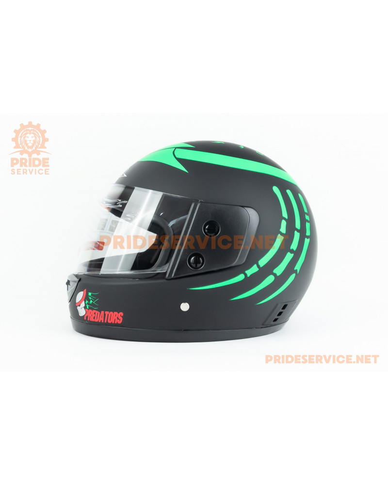 Шолом інтеграл BLD-825A S (55-56см), чорно-зелений "хижак" мат