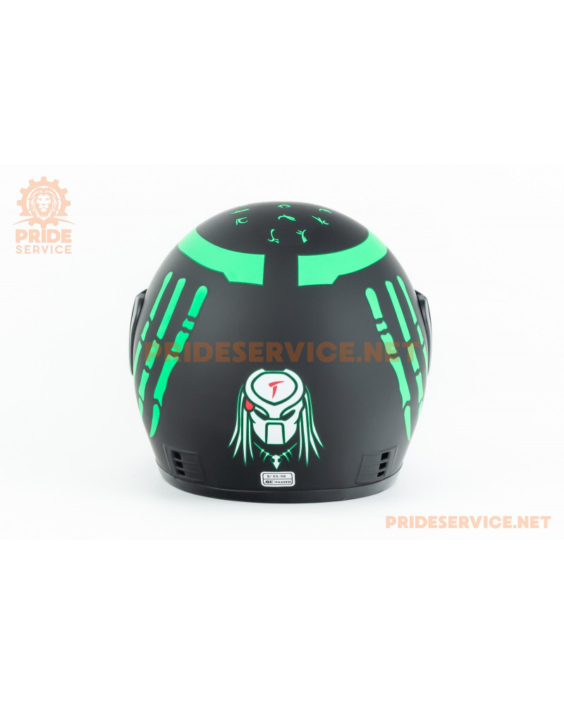 Шолом інтеграл BLD-825A S (55-56см), чорно-зелений "хижак" мат