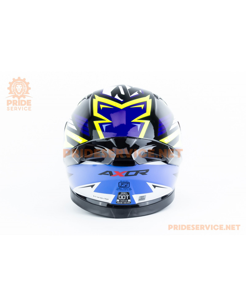 Шолом інтеграл APEX STREAK з пінлоком (стандарт DOT/ECE), висувні сонцезахисні окуляри М (57-58см), чорно-синьо-салатовий Шолом інтеграл APEX STREAK з пінлоком (стандарт DOT/ECE), висувні сонцезахисні окуляри М (57-58см), чорно-синьо-салатовий