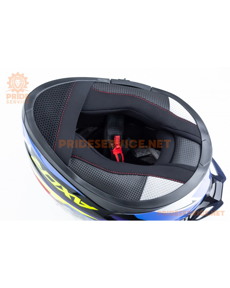 Шолом інтеграл APEX STREAK з пінлоком (стандарт DOT/ECE), висувні сонцезахисні окуляри М (57-58см), чорно-синьо-салатовий Шолом інтеграл APEX STREAK з пінлоком (стандарт DOT/ECE), висувні сонцезахисні окуляри М (57-58см), чорно-синьо-салатовий